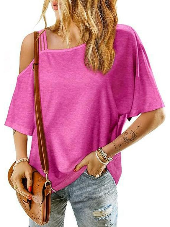 Women's Casual Off-Shoulder Loose Short-Sleeve T-shirt