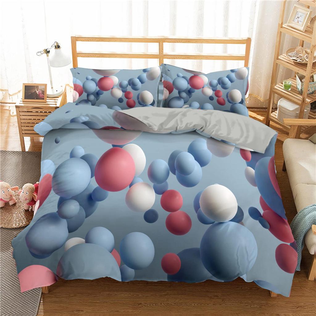Watercolor Duvet Cover Hand Painted Style Floating Hot Air Balloons Clouds Print Decorative Bedding Set Blue Pink Coral Children