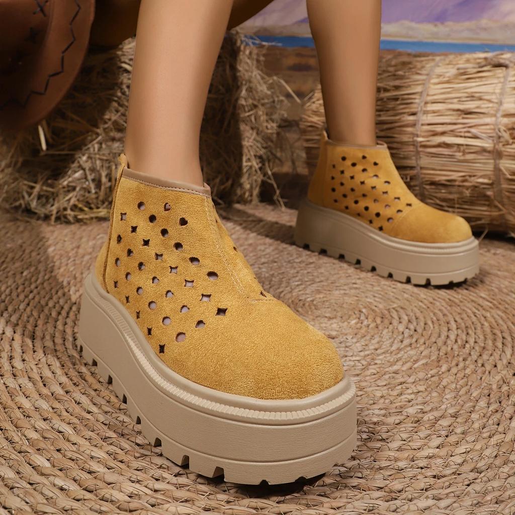 Fashion Women Boots Casual Versatile Low Cut Shoes Women Fashionable Minimalist Short Boots Women Thick Bottom round Toe Ankle Boots