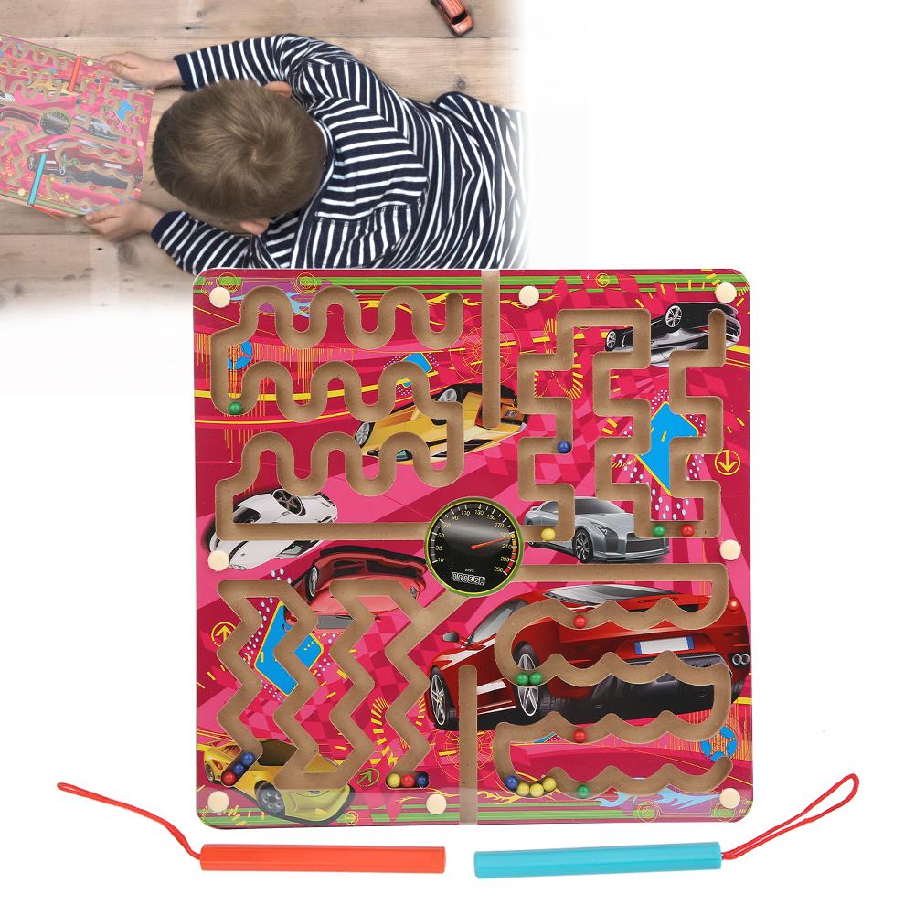 Magnetic Maze Game Puzzle Board Games Children Kid Toddler Educational Wooden Toy