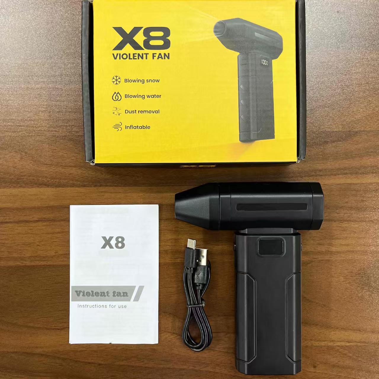 

Портативний високошвидкісний бездротовий фен та повітродувка X8 чорний