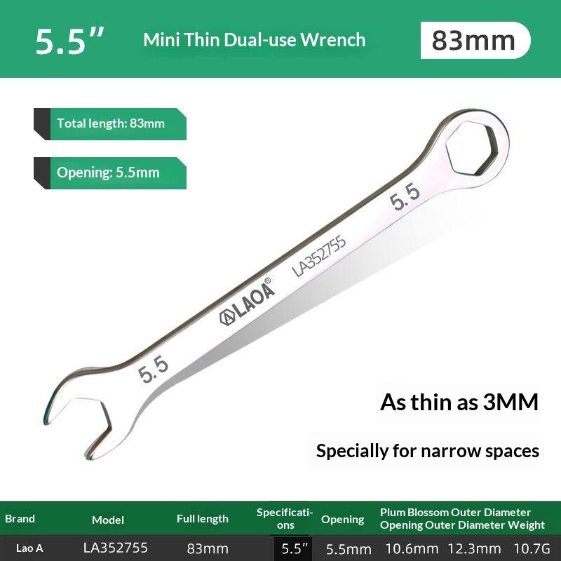 Mini Thin Double Open-End Wrench Stainless Steel Dual-Purpose Wrench 5 To 11 Mm Available Mini Dual-Purpose Wrench Set