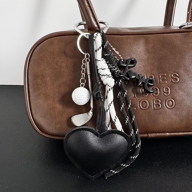 Yogodlns PU Leather Bag Pendant Braided Rope Gift Design Heart Shape Bag Charm Decor Car Key Ornament