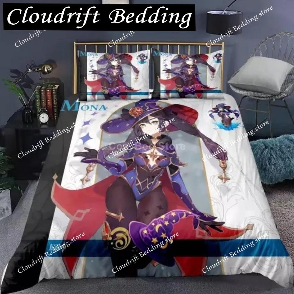 Genshin Impact Bedding Set Cartoon Anime Duvet Cover Single Double Size Kids Boys Luxury 3D Bed Linen Decor Home