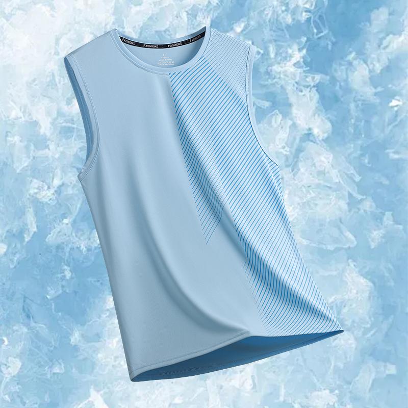 Summer Ice Silk Sweatshirt, Ice Silk Camouflage Tank Top, Men's Summer Thin, Breathable, Fitness, Sports Training Clothes, Men's Sleeveless T-shirt