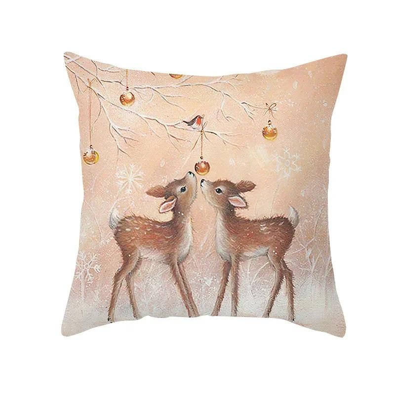Christmas cushion cover Christmas gift home decoration animal pillow cover rabbit horse fox snowman print pillow cover
