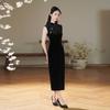 Black velvet sleeveless national style new Chinese style Suzhou autumn cheongsam improved young 1011 new women's high sense