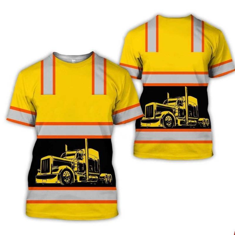 New Work Trucker Safety Uniform 3D Print T-shirts Men's Short Sleeve T Shirt Oversized Streetwear Harajuku Tees Top Kid Clothing