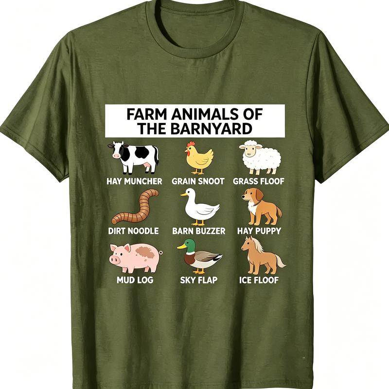 2026 Cool Funny Farm Animal Lover Names Graphic T Shirt Teen Boys Girls Casual Summer Short Sleeve Tee