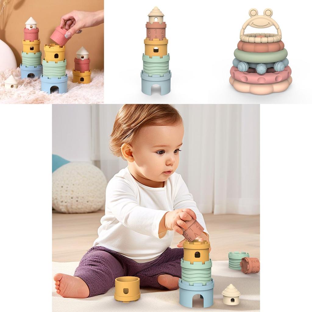 Montessori Stacking Toy For Children Silicone Sensory Development Educational Playset
