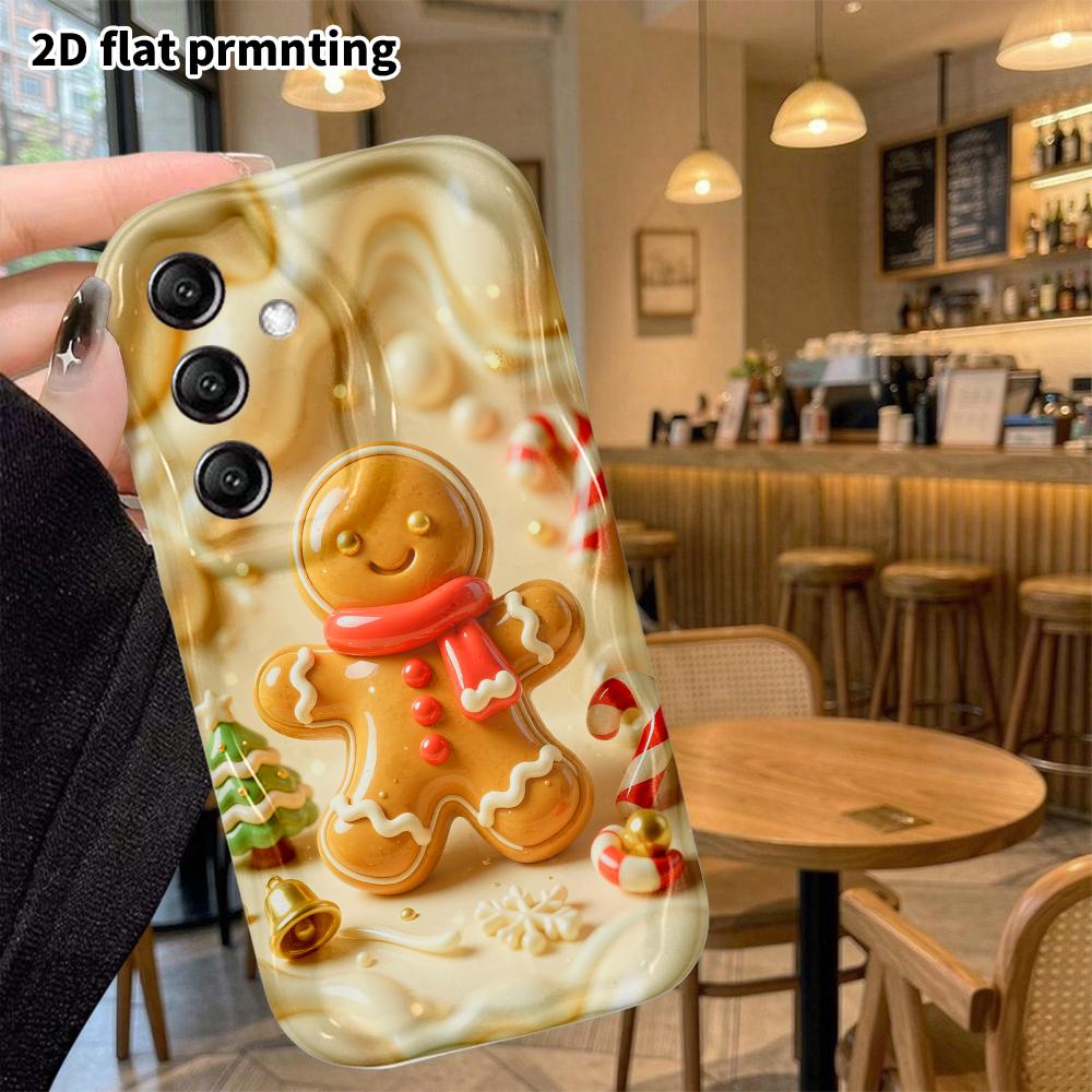 Phone Case: 2D Flat, Suitable for Samsung Galaxy A34 A35 M05 M06 S20 S22 S21 FE Plus 5G Protective Case, Standing Gingerbread Man, Perfect Christmas a