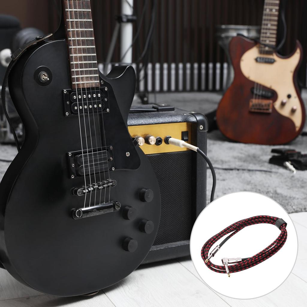 uxcell 2-Piece Guitar Instrument Cable, 10 Feet, 14" to 14" 6.35mm Straight to Right-Angle Jack Stereo Audio Interconnect Cord, Balanced Line for
