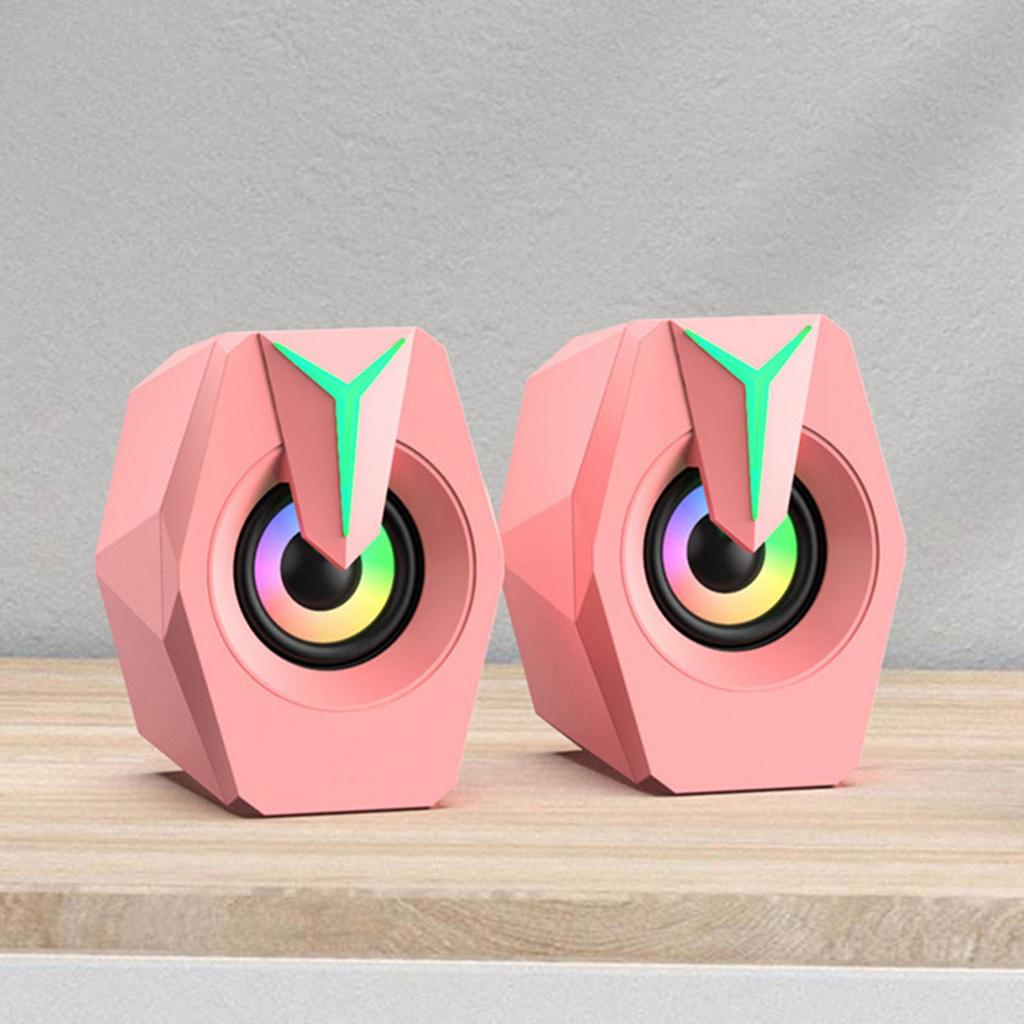 USB Powered Speaker with RGB Lights Volume Control Portable Wired Subwoofer Speaker for Laptop Desktop Computer Desktop