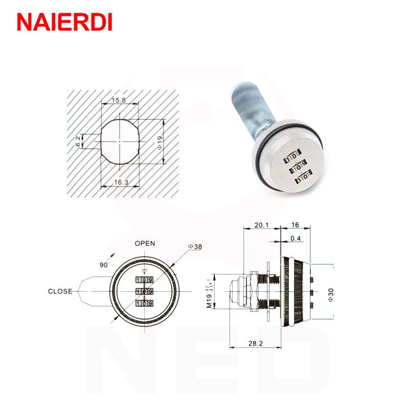 NAIERDI Combination Cabinet Lock Zinc Alloy Password Locks Security For Cam Mailbox Cabinet Hardware