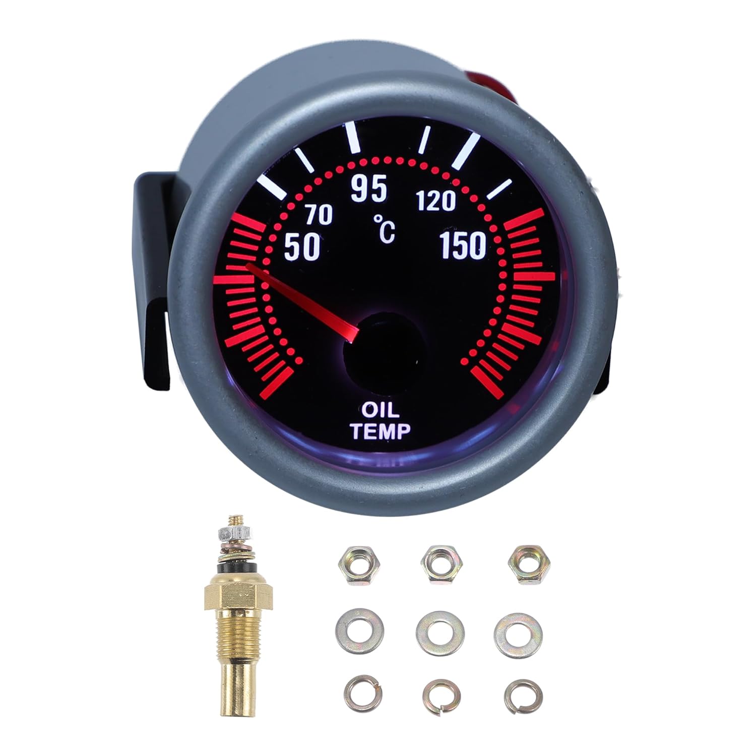 Oil Temp Temperature Gauge Meter Kit Grey Engine Temp Gauge 2  52mm White 50Degrees Celsius-150Degrees Celsius