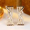 Elegant Gold Color Hourglass Hoop Earrings for Women Clear Zircon Geometric Jewelry Fashion Gift