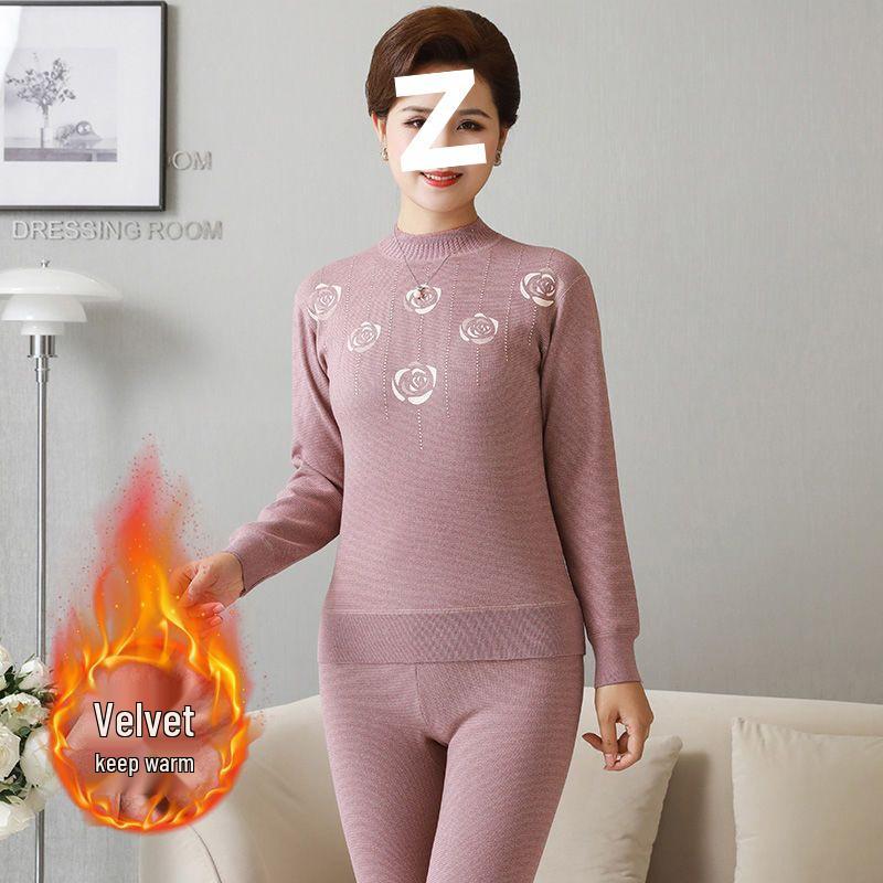 Women's Warm Fleece Set for Mid-Aged and Elderly: Cozy Winter Underwear for Mothers and Grandmothers