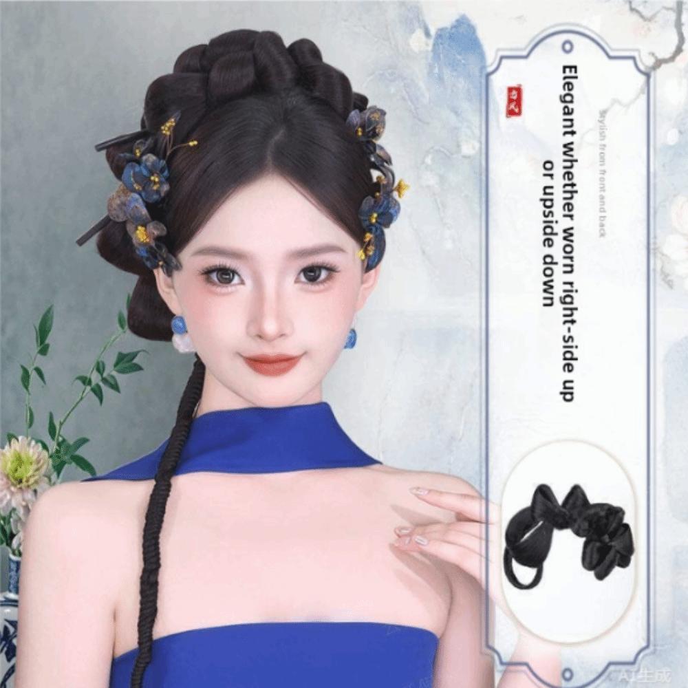 Hairpiece Synthetic Hanfu Chignon Headwear Princess Bow Hair Bun Cheongsam