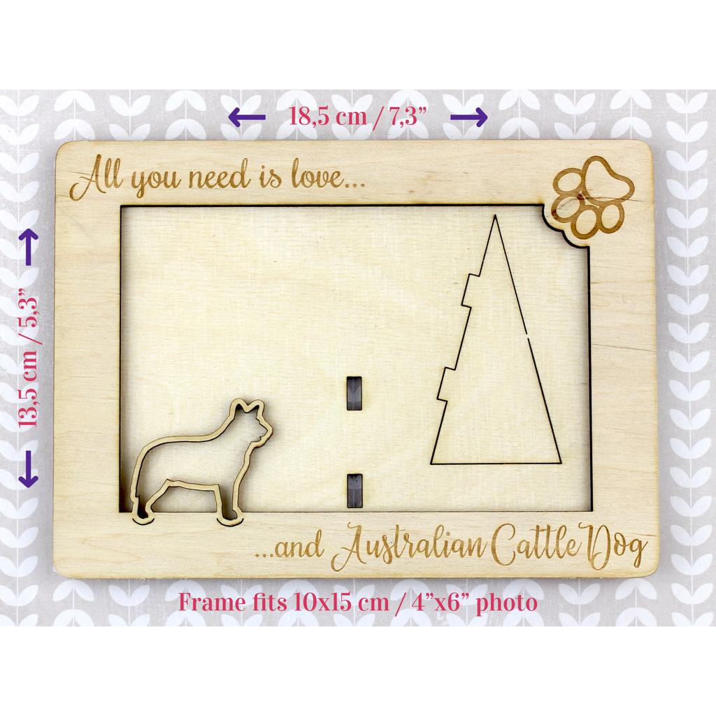 Australian Cattle Dog, Blue Heeler, Red Heeler - Photo frame, engraved wooden frame, a lovely gadget for the dog lover by Art-Dog