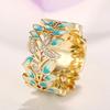 Aesthetic Enamel Flower Finger Ring for Women Wedding Party New Silver Luxury Cubic Zirconia Jewelry Gift