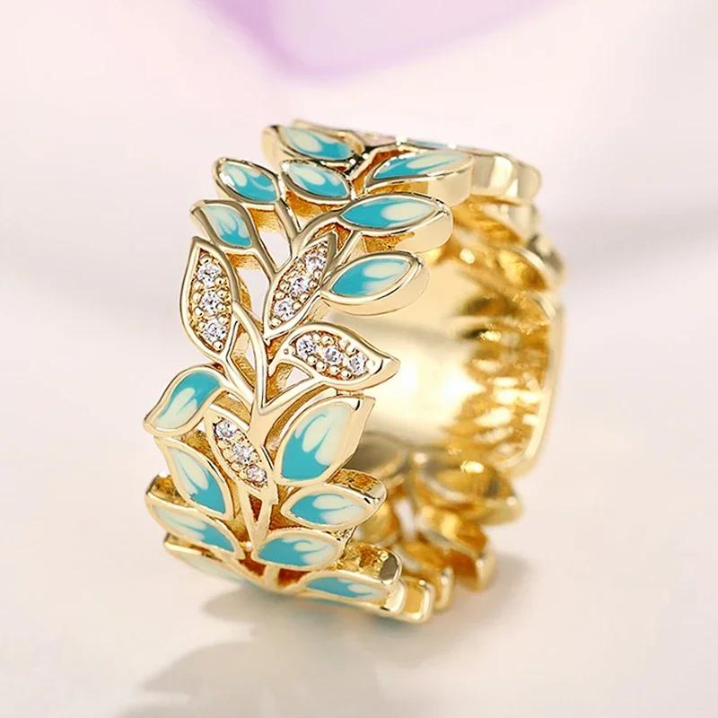 Aesthetic Enamel Flower Finger Ring for Women Wedding Party New Silver Luxury Cubic Zirconia Jewelry Gift