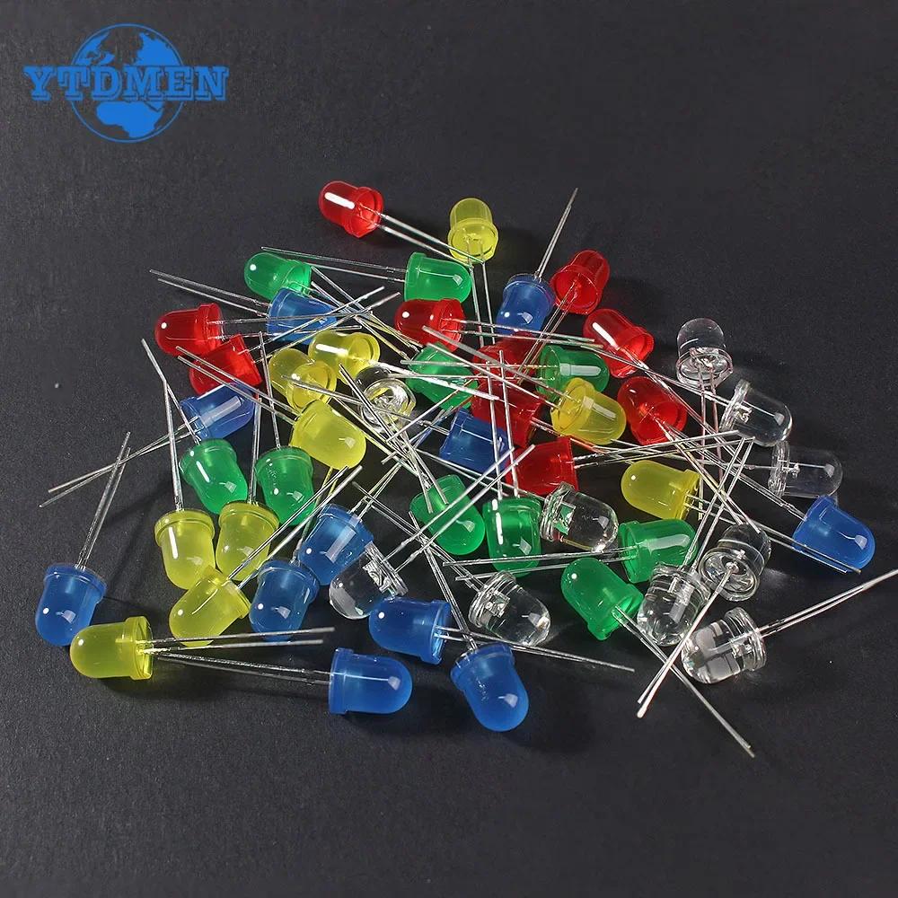 50PCS LED Diode Assorted Kit 8MM 10MM Multi Color DIY LED Light Emitting Diodes F8 F10 Red Green Blue Yellow White