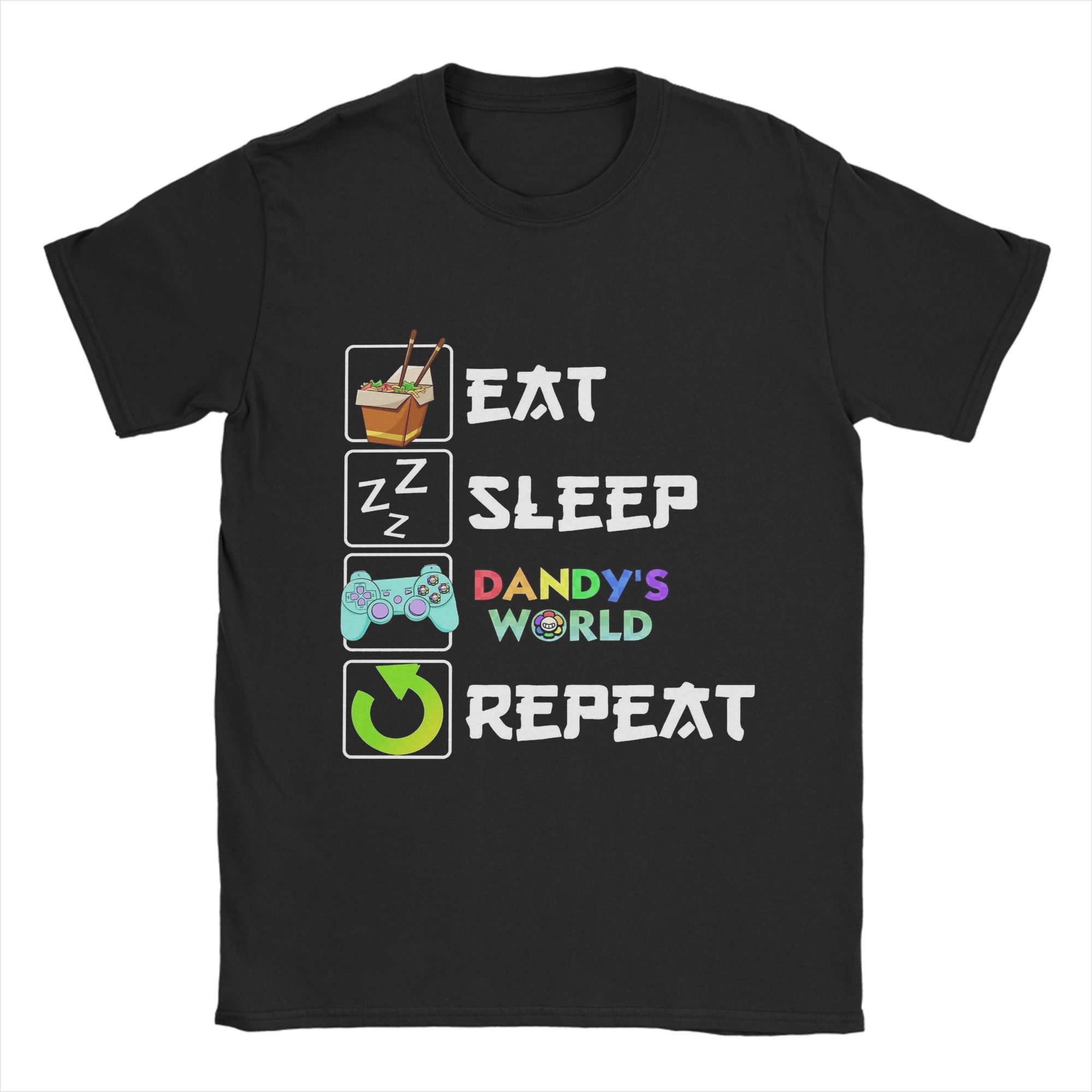 GUOYAN TOP Grappig Eten Slapen Dandys World T-shirt voor Heren Ronde Hals Puur Katoen T-shirts Spruki Korte Mouw Tees Volwassen Tops XL