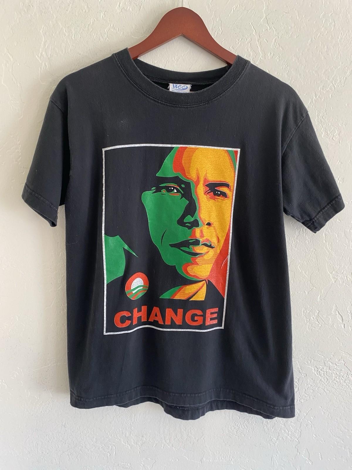 Barack Obama Change T-Shirt Men s Medium 44th President 2008 Unisex T-Shirt S