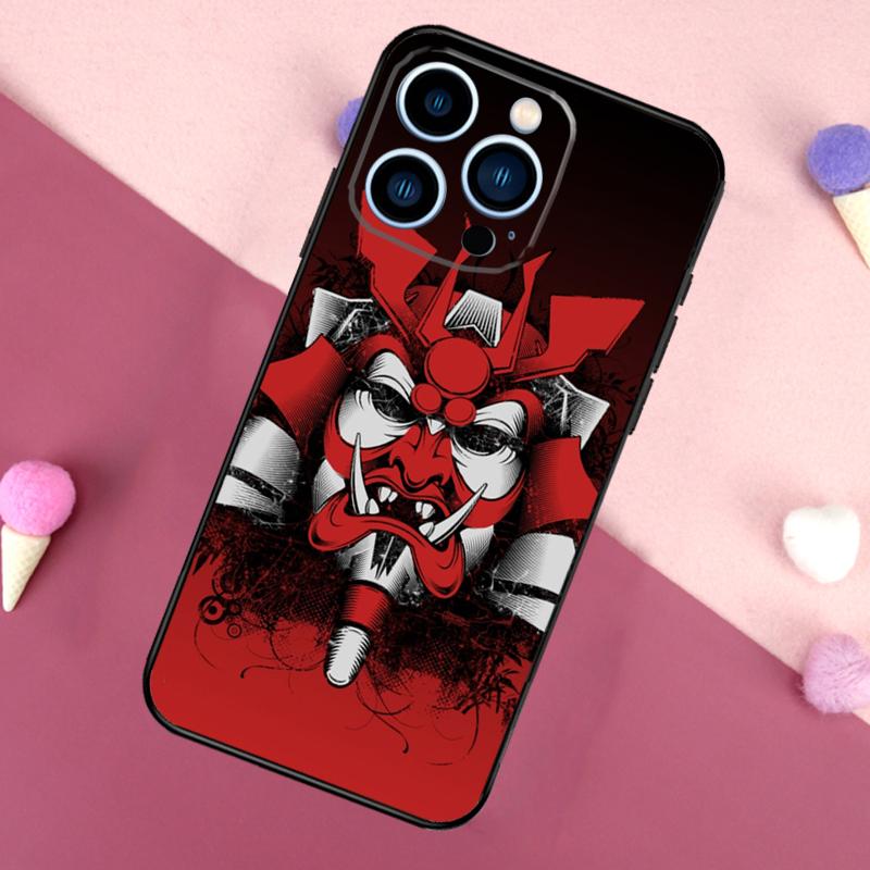 Samurai Mask Warrior Helmet Phone Case For iPhone 17 Pro Max 17 Air 16E 12 13 Mini 14 15 Plus 11 16 Pro Max Back Cover
