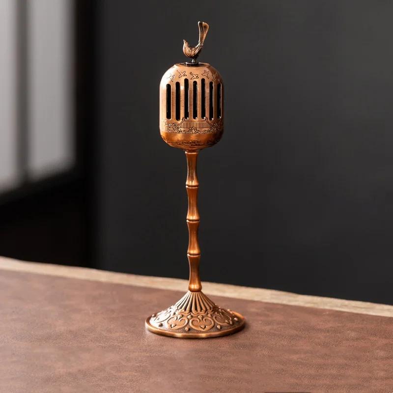 1pc Golden Finch Palace Lamp Alloy Incense Burner Home Indoor Tea Ceremony Supplies Decoration Multi-function Aromatherapy Tool