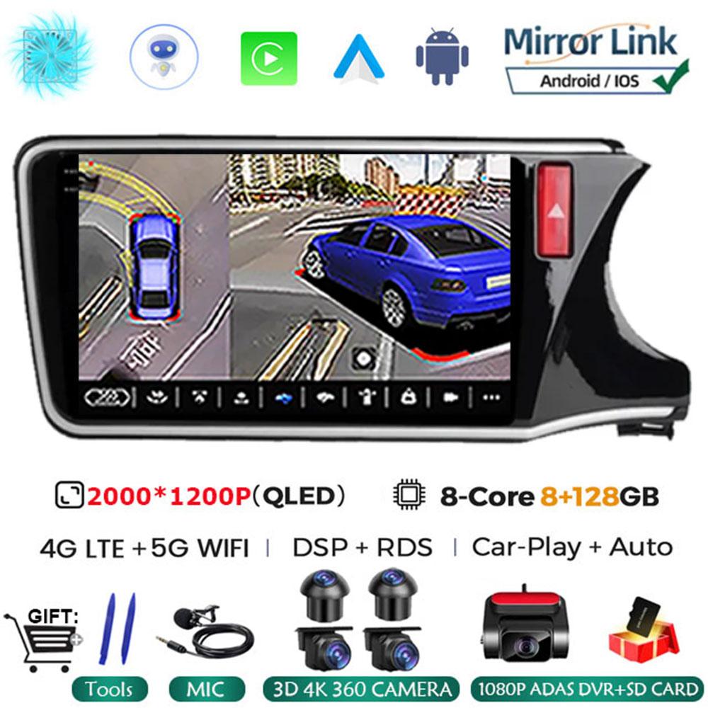 10" Android 14 Player For Honda City Grace RHD 2014 2015 2016 2017 Car Head Unit Radio Stereo Multimedia GPS DVD Touch Screen