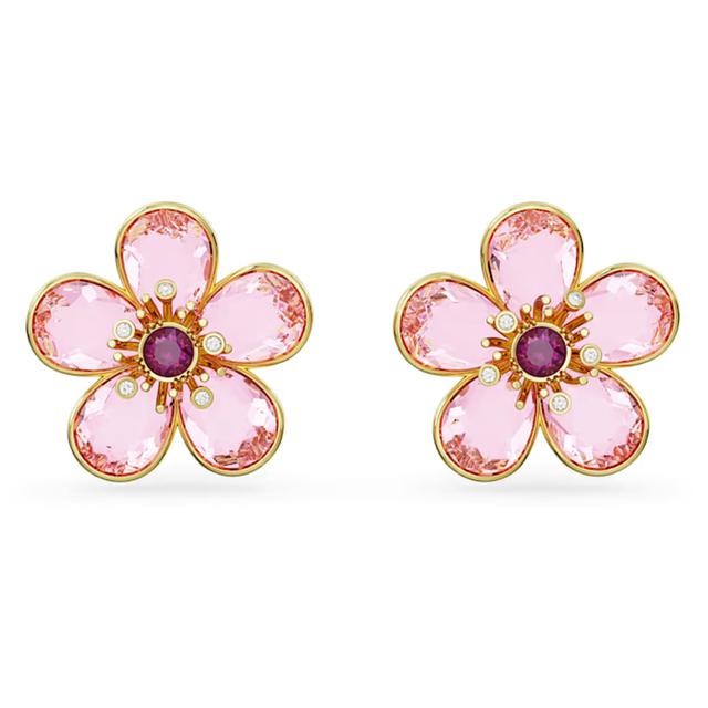 

Модные розовые серьги с кристаллами и лепестками цветов, женские серьги, подходящие для женщин, изысканные очаровательные ювелирные изделия