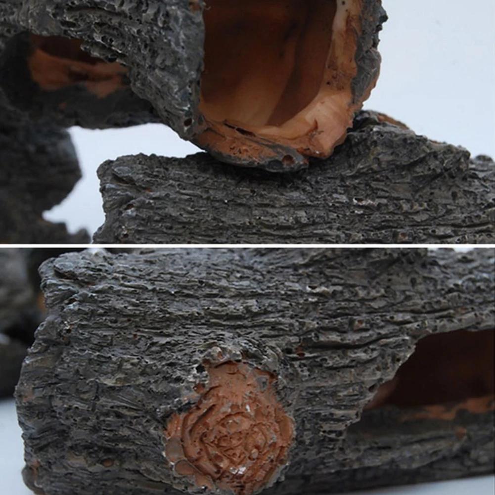 Aquarium Hollow Tree Tunnel Cave Ornament Shrimp Turtle Hiding Shelter Pool Lake Pond Fish Tank Decoration Accessories