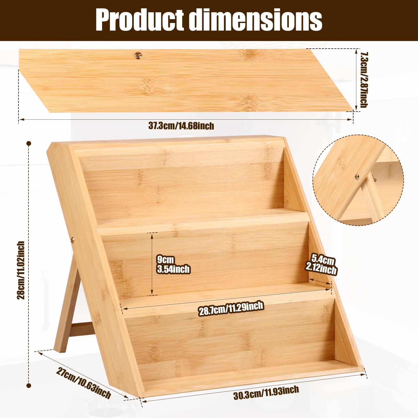 

3-ярусная кухонная полка для хранения, бамбуковая полка для специй, складной ящик, органайзер для банок с приправами, для дома, столешницы, кухонные аксессуары 3-tier