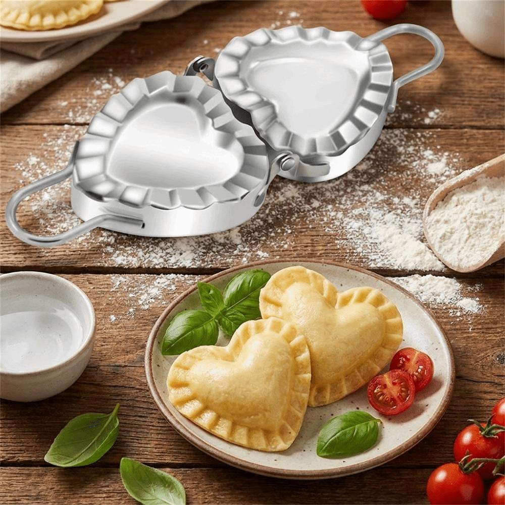 Folding Heart Shaped Dumpling Maker Stainless Steel Manual Ravioli Wrapper Pierogi