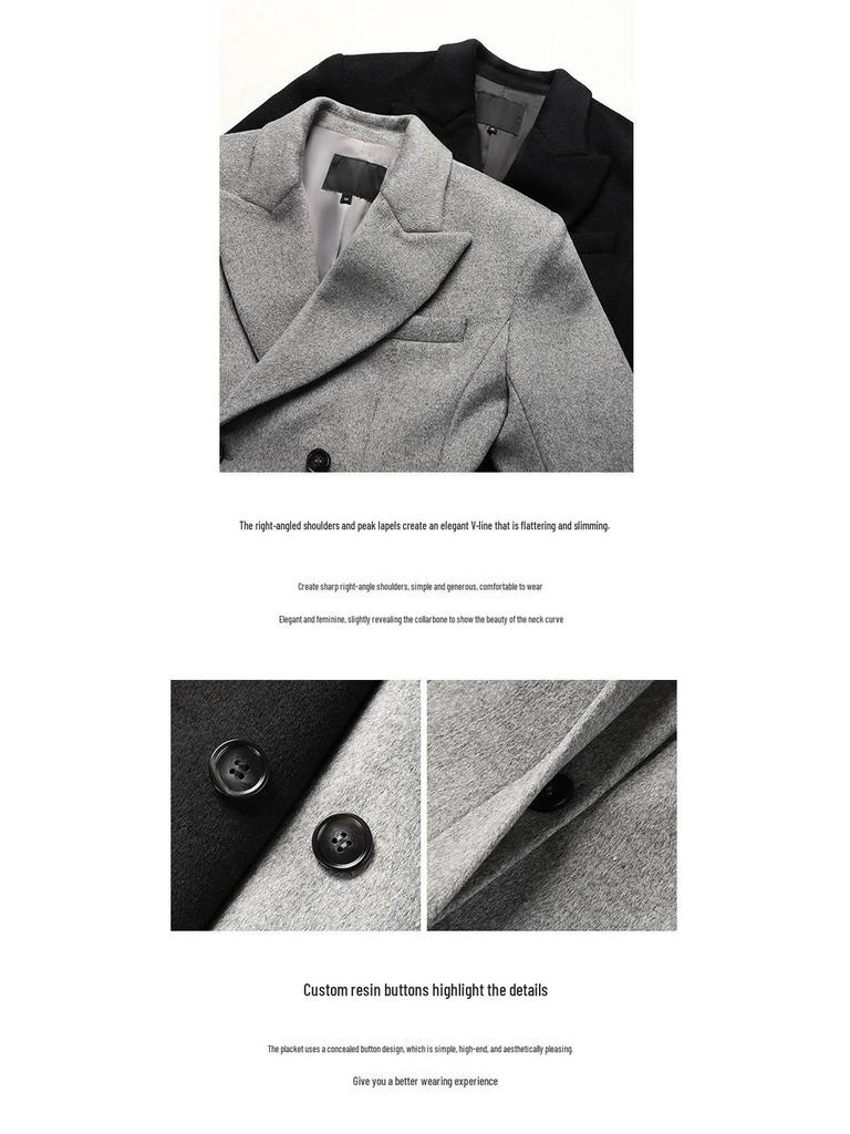 Women's Elegant White Wool Coat - Slimming High-End Winter 2024 Down Liner