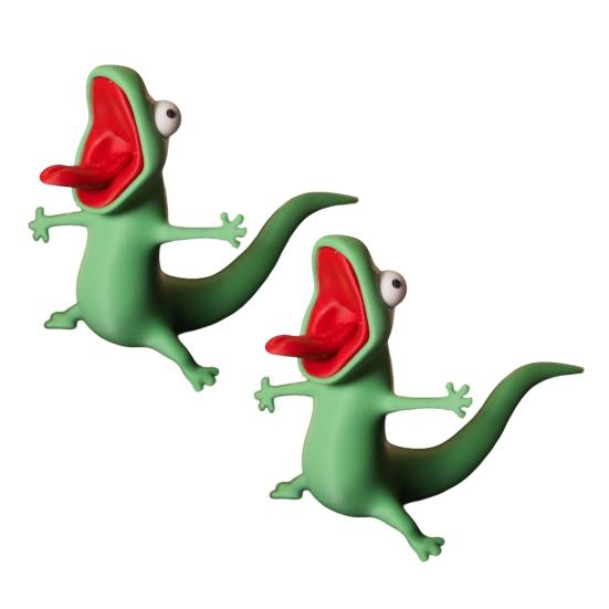 2Pcs 3D Printed Lizard Ornament, Funny Face Lizard Figurine for Bedroom Living Room Office Desk Decoration, Compact Lizard Gift for Adults A