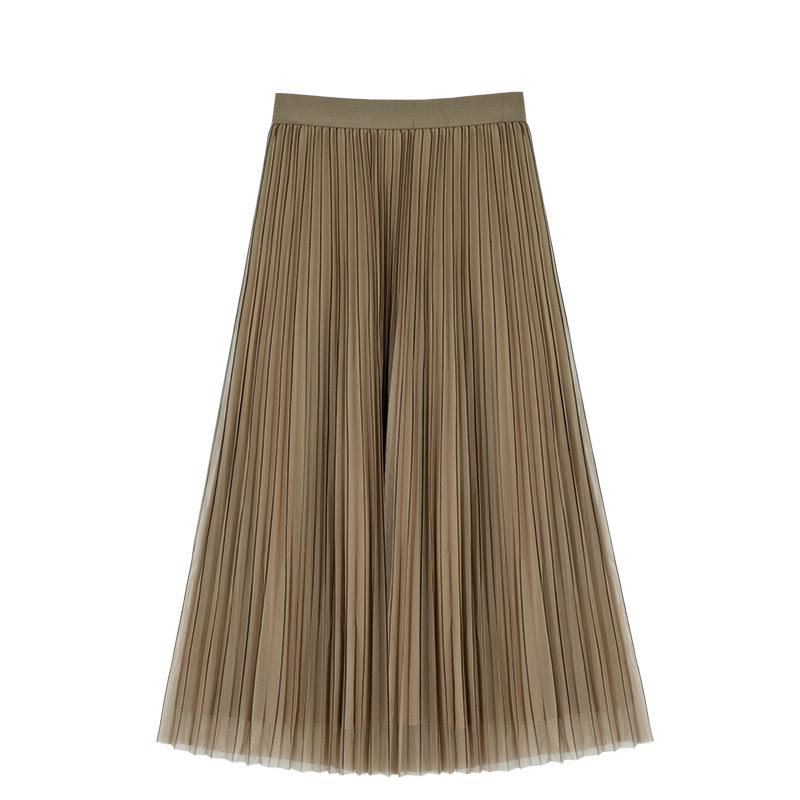 

Женская двухсторонняя плиссированная юбка миди А-силуэта на осень/зиму 2023 One Size хаки