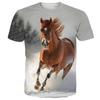 Summer Comfortable New 3D Digital Printed Short Sleeved Top Casual Horse Animal Round Neck Men's T-shirt