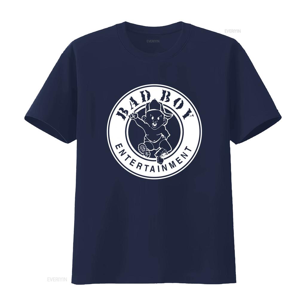 Bad Boy Entertainment Logo T Shirt Bold Black and White Design for Trendy Streetwear Vintage Washed Breathable Soft