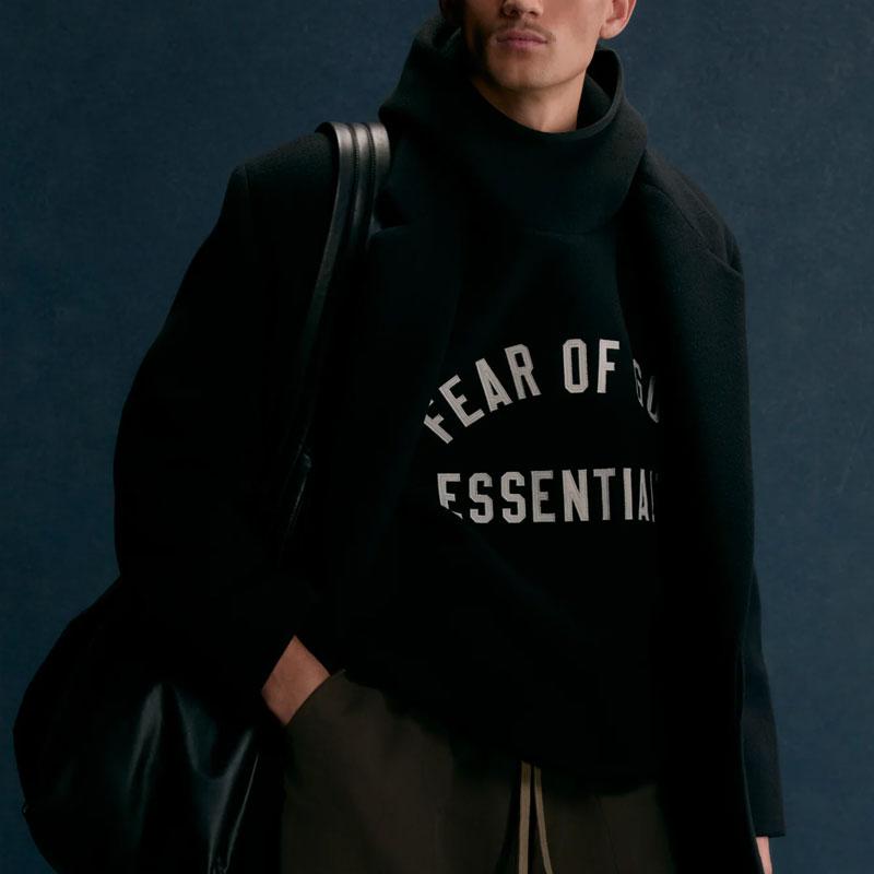 Fear of God Essentials Brushed Hoodie Black Men Tops 202HO246410F