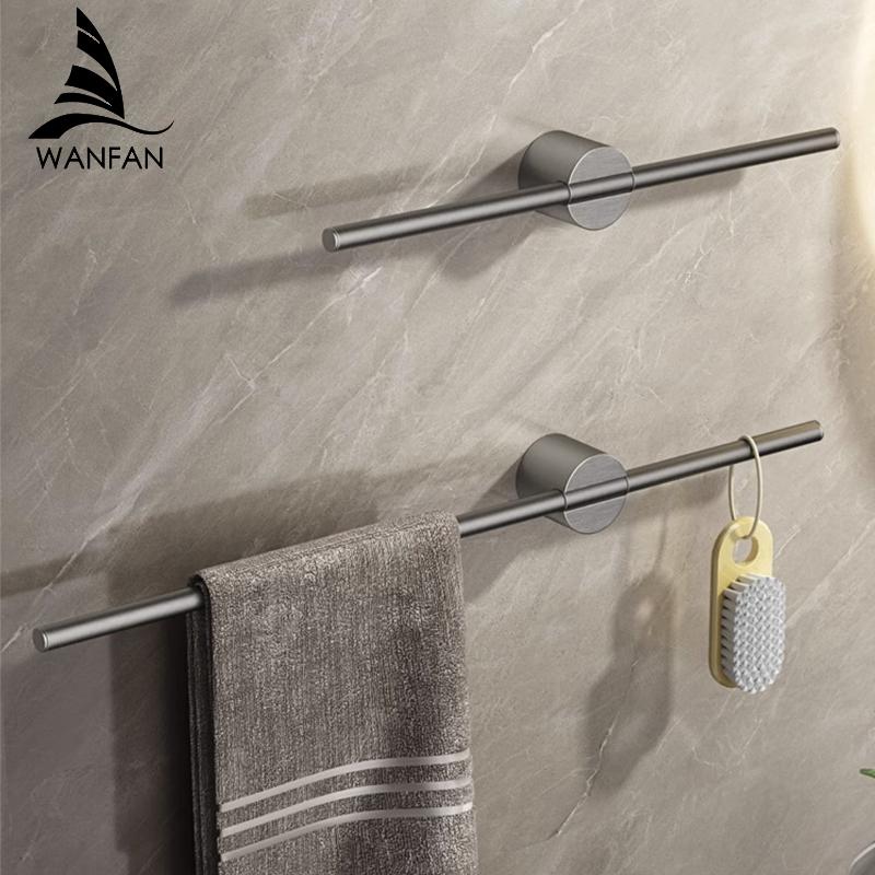 Black Towel Holder Aluminium Alloy Bathroom Towel Hanger Waterproof Towel Bar SS Gold Rack Shelf Accessories 811783