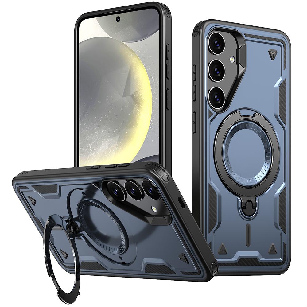 For Samsung Galaxy S24 FE Magnetic Case Military Protection PC+TPU Kickstand Phone Cover