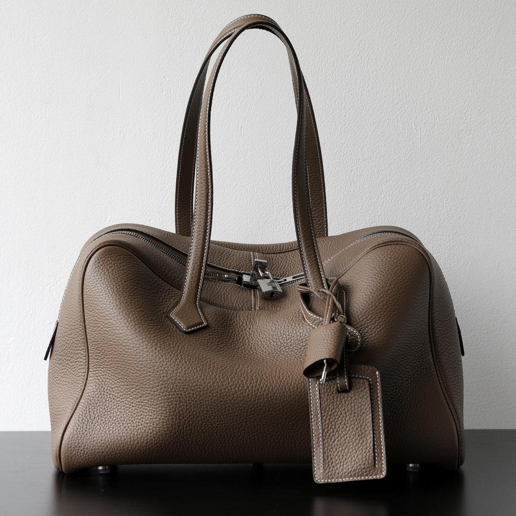 High-end, Light Luxury Top-grain Cowhide Genuine Leather Women's Bag, Simple Bowling Ball Underarm Bag, Hand-held Crossbody Bag