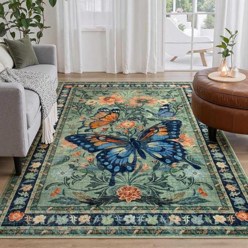 Vintage Butterfly Forest Deer Tiger Natural Carpet Living Room Bedroom Kitchen Decor Anti-slip Rugs Home Large Area Carpets