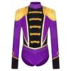 Leotard da Circo per Bambina Strass Manica Lunga Spalline Frangiate Tinta Unita Tuta Costume di Carnevale
