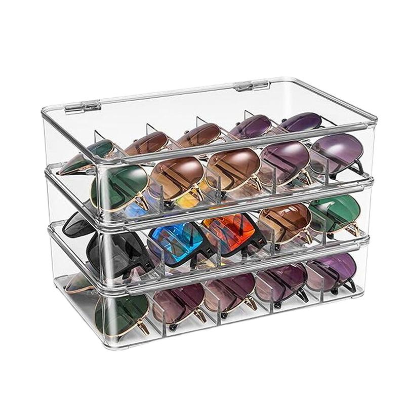 1 шт. Настольный многоуровневый штабелируемый органайзер-коробка Прозрачный разделитель для хранения очков, чайных пакетиков и косметики