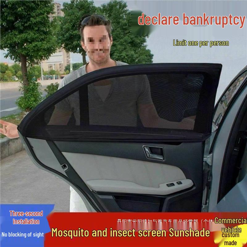 Universal Car Window Sunshade with Anti-Mosquito Screen and Heat Insulation