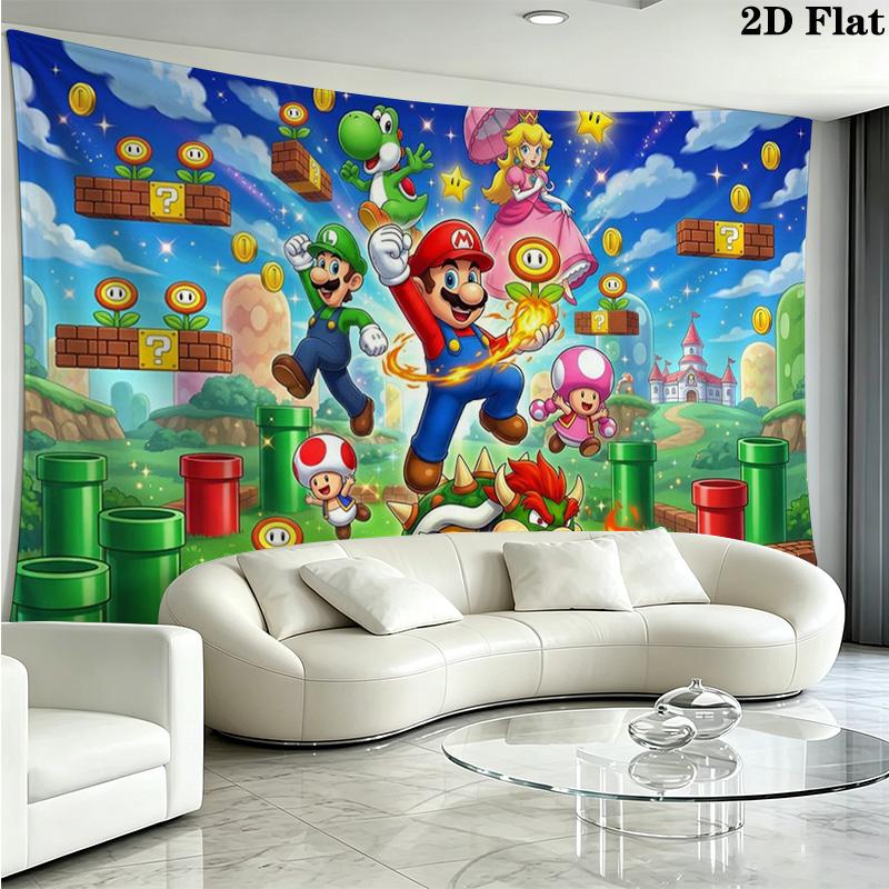 Super Bros Wall Tapestry Aesthetic Wall Hanging Printed Fabric Blanket Decorative Tapestries for Bedroom Living Room Home Decor