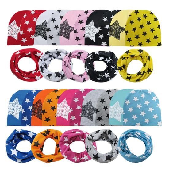 3 Stück Sternmuster Mützen Schal Set Herbst Winter Häkeln Baby Kleinkind Mütze